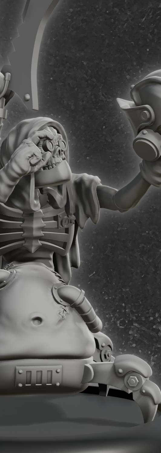 Eine Statue zeigt eine Figur mit einer Kugel und einer Hand, die eine Geste macht.